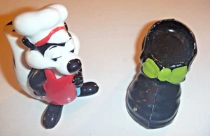 Vintage Salt & Pepper Shakers Pepe Le Pew & Metal Shoe - Picture 1 of 11