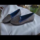 Woven Loafers In Navy Gold UK4 New in Box