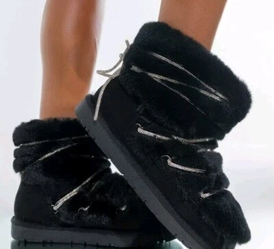 *Azalea Wang Para Mujer 10 Botas Retrógradas Alina Imitación Piel Estrás Cristal Nuevas Foto 1 de 4