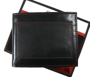 Guess Men's Bifold Wallet Black Red Stitching 31GO220100 - Picture 1 of 7