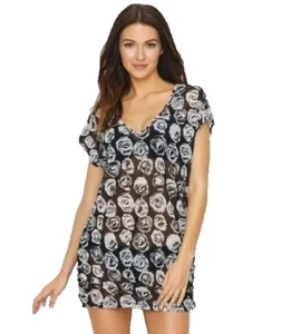 Anne Cole Women's Coming Up Roses Mesh Tunic Swim Top Cover-Up (XS/S, Black) - Picture 1 of 2