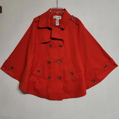 FOREVER 21 NWOT ORANGE SMALL PETITE CIRCULAR MILITAR STYLE WOMEN'S CAPE JACKET  - Image 1 of 4