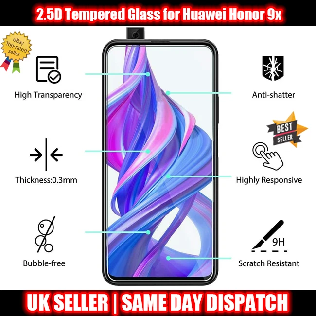 Huawei Honor 9x - 2.5D Tempered Glass Screen Protector Protective and Durable - Image 1 of 4
