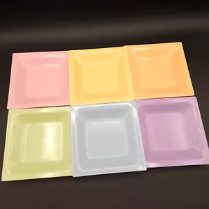 Easter Spring Plates Pastels Appetizer Bread Melamine Square 4 3/4" Set of 6 - Picture 1 of 17