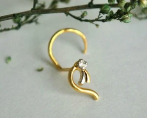 14k Gold Nase Piercing Natürlicher Diamant Körper Schmuck Geburtstagsgeschenk - Bild 1 von 12