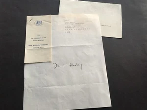 DENIS HEALEY †2015 Segretario di Stato britannico alla Difesa lettera firmata 8x10 - Foto 1 di 1