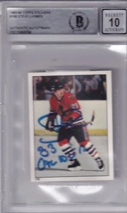 BECKETT 10 1983-84 STEVE LARMER TOPPS STICKER "83 CALDER" SIGNED ROOKIE CARD 084 - Picture 1 of 2