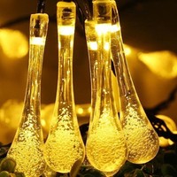 Warm White Solar Garden Outdoor Decoration Fairy String LED Lights Teardrop Lamp