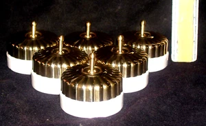Vintage 6 Ottone & Ceramica Electric Interruttore Cup Cake Design 1 Way Lavoro - Foto 1 di 9