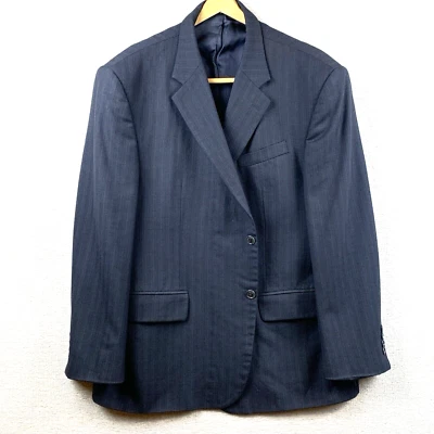 Blazer GEOFFREY BEENE Para Hombre Talla 47 Corto* Azul Marino Rayas Abrigo Deportivo Iglesia Papá Foto 1 de 4