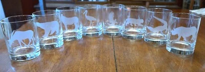 Set of 7 Vintage Rare Georg Jensen Etched Endangered Species Animals Glasses EUC - Image 1 of 4