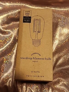 Pottery Barn Teardrop Filament Bulb 40 Watts Rare Discontinued Home Improvement - Picture 1 of 8