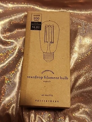 Pottery Barn Teardrop Filament Bulb 40 Watts Rare Discontinued Home Improvement - Image 1 of 4