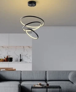 OPVIQ SUSPENSION SIMIT 3 ANNEAUX LED METAL NOIR NEUF - Picture 1 of 1