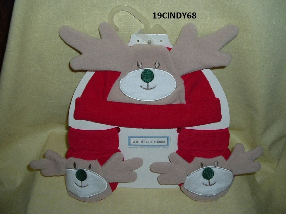 NUEVO CONJUNTO GORRA Y BOTÍN DE RENO NAVIDAD BRILLANTE FUTURO, TALLA RECIÉN NACIDO 0-3 MESES Foto 1 de 4