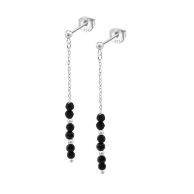 Orecchini Donna Lotus Silver LP3763-4/1 In Argento Pendenti Con Cristalli Neri - Immagine 1 di 2