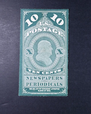 USA Scott # PR6 VF Unused Tiny Thin Middle Newspapers Periodicals Stamp Cat $250 - Image 1 of 2