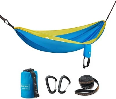 Hamaca Olife Sunbreeze pequeña (azul/amarillo), 107 x 213 cm, resistente al desgarro Foto 1 de 4