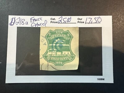 US Scott # U218 ***FANCY CANCEL***  2024 Scott Catalogue Value $25.00 - Image 1 of 3