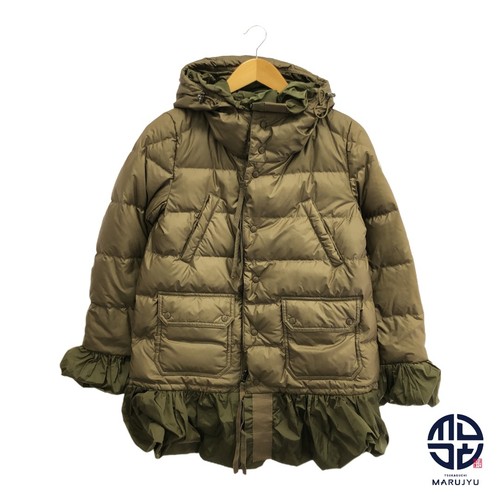 Moncler kaki SERI GIUBBOTTO piumino capospalla orlo volant taglia 0 usato0