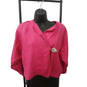 Elliot Lauren Hot Pink Leinen Stylischer Blazer mit einem Knopfverschluss Gr. SMade in USA  - Bild 1 von 9