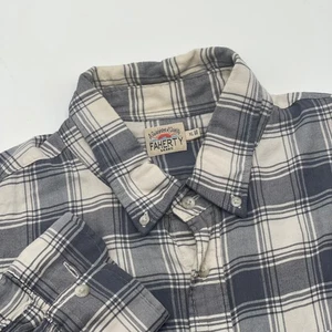 Faherty Brand Mens XL Button Down Shirt Long Sleeve Casual White Gray Plaid - Picture 1 of 8