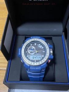 Casio G-Shock Gulf Master GWN-1000 Blue Solar Radio Silver Bezel Used - Picture 1 of 11