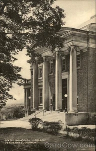Vergennes, Vintage Bixby Memorial Library Addison County The Collotype Co. Vintage PC - Bild 1 von 2