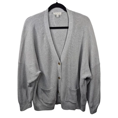 Suéter feminino J Crew 2X cinza algodão cashmere mescla cardigã malha manga longa - Imagem 1 de 4