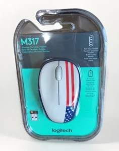 Logitech M317 Wireless Optical Mouse USA Patriotic Flag Brand New - Picture 1 of 2