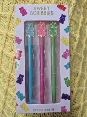 Sweet Scribbles Gummibärchen Stifte 3er Set Niedlich & Mädchen Strumpf Füller Brandneu - Bild 1 von 4