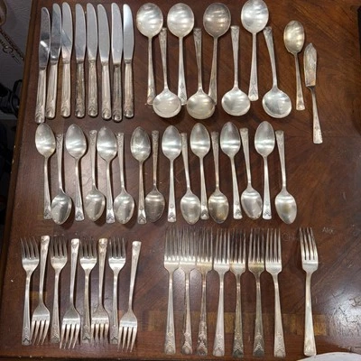 VTG Tarnished Gailstyn Rosebud Pattern Silver Plate Flatware 50 Pcs Replacement - Image 1 of 4