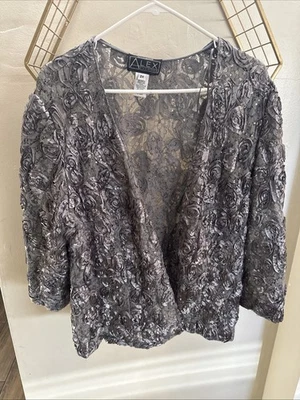 Chaqueta Alex Evenings Talla 2X Gris Floral Foto 1 de 4