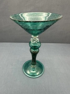 Vidrio soplado a mano CLIFF GOODMAN 8" VIDRIO MARTINI VERDE AZULADO FIRMADO 2003 - Imagen 1 de 12