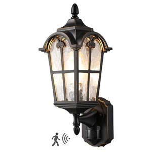 17.83 in. Black with Gold Edge Motion Sensing Dusk to Dawn Outdoor Hardwired - Picture 1 of 9