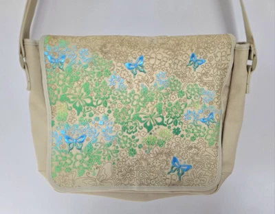 Bolso Mensajero de Lona Bordado, Mariposas, Nuevo Sin Etiquetas Foto 1 de 4