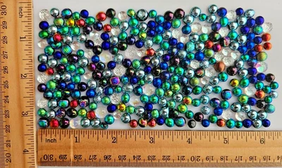 300 Tiny Handcrafted Dichroic Glass Cabochons/Lot/Jewelry Making Supplies/90 COE - Image 1 of 3