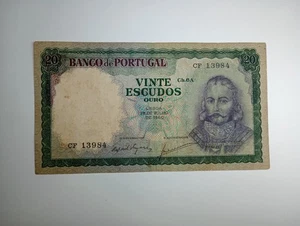 Portugal 20 Escudos 1960 guter Zustand Umlaufpapier Banknote Pick #163 - Bild 1 von 2