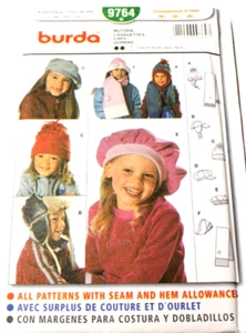 Burda 9764 Girls Scarf & Hat (Head Size 19-3/4, 20-1/4, 20-1/2) Sewing Pattern - Picture 1 of 2