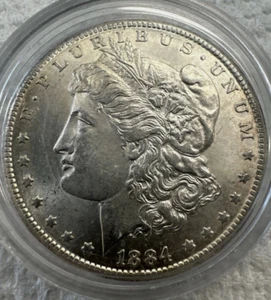1884-CC | Dollaro d'argento Morgan | Grado MS | FDC | Lucentezza brillante - Foto 1 di 2