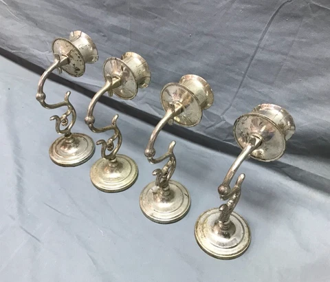 VTG Set 4 Nickel Brass Interior Wall Sconce Candle Stick Holders Old 596-23B Cover