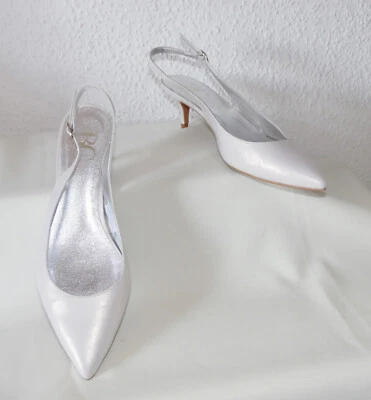 Neuw Sling-Pumps BC Best Connections Gr. 40/6,5 Weiß Echt-Leder v. Heine - Bild 1 von 4