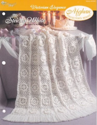 Afghan Crochet Pattern STRICTLY WHITE Victorian Elegance Needlecraft Shop - Image 1 of 2