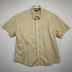 Camisa con botones Arrow para hombre 2XL amarilla a cuadros manga corta bolsillo logotipo - Imagen 1 de 5
