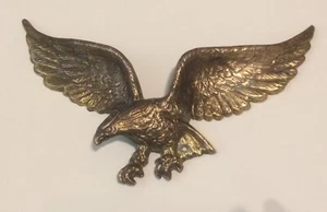 Vintage Cast Brass Wall Plaque American Bald Eagle In Flight #7037 - Picture 1 of 3