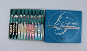 Stainless Steel Little Forks Set of 12 Flatware Made in Japan MCM Color Vintage - Picture 1 of 12