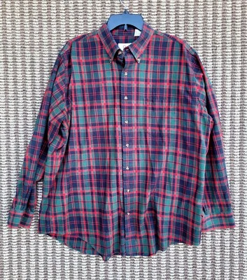 Vintage Viyella Men's XL Wool Blend Flannel Shirt Red Green Plaid Button Down - Image 1 of 4