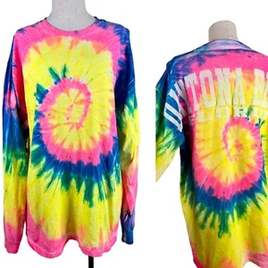 Vintage Tie Dye Daytona Beach Florida T-Shirt Large Long Sleeve Cotton 90s Retro - Picture 1 of 10