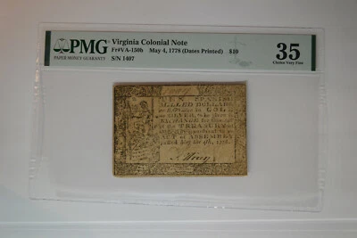 Virginia- May 4, 1778 (Dates Printed) $10 PMG Choice Very Fine 35. - Image 1 of 2