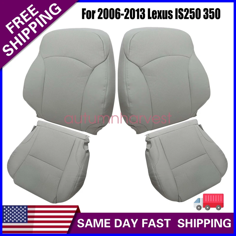For Lexus IS250 IS350 2006-2013 Driver / Passenger Bottom / Top Seat Cover Gray Foto 1 de 4
